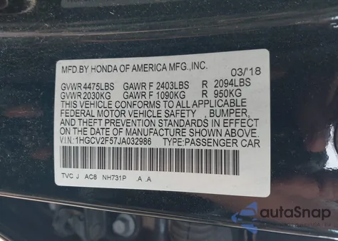 2018 Honda Accord Exl z USA, uszkodzony, nr VIN 1HGCV2F57JA032986